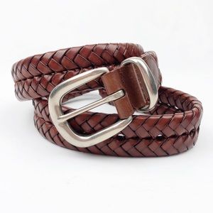 Coach Braided Woven Brown Leather Belt 30”